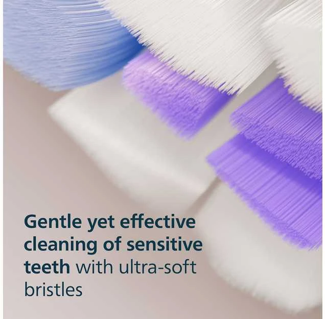 4 dalių šepetėlių galvučių pakuotė Philips Sonicare Sensitive HX6054/87, Baltos spalvos