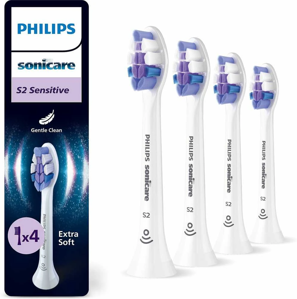 4 dalių šepetėlių galvučių pakuotė Philips Sonicare Sensitive HX6054/87, Baltos spalvos