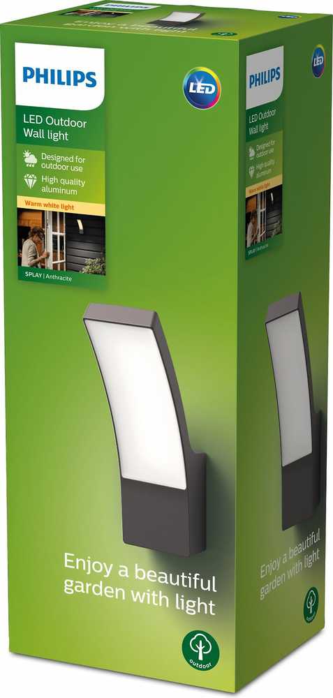Philips Splay -seinävalaisin, antrasiitti, 2700K