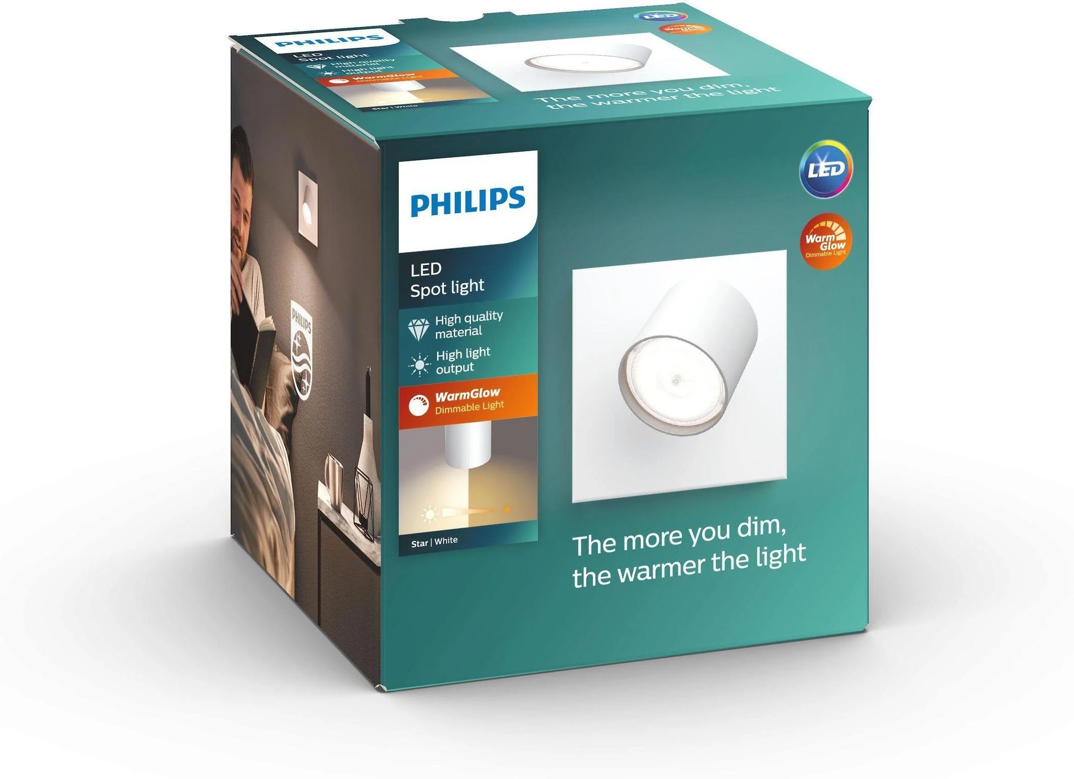 Philips Star WarmGlow LED prožektorius, 4,5 W, baltas
