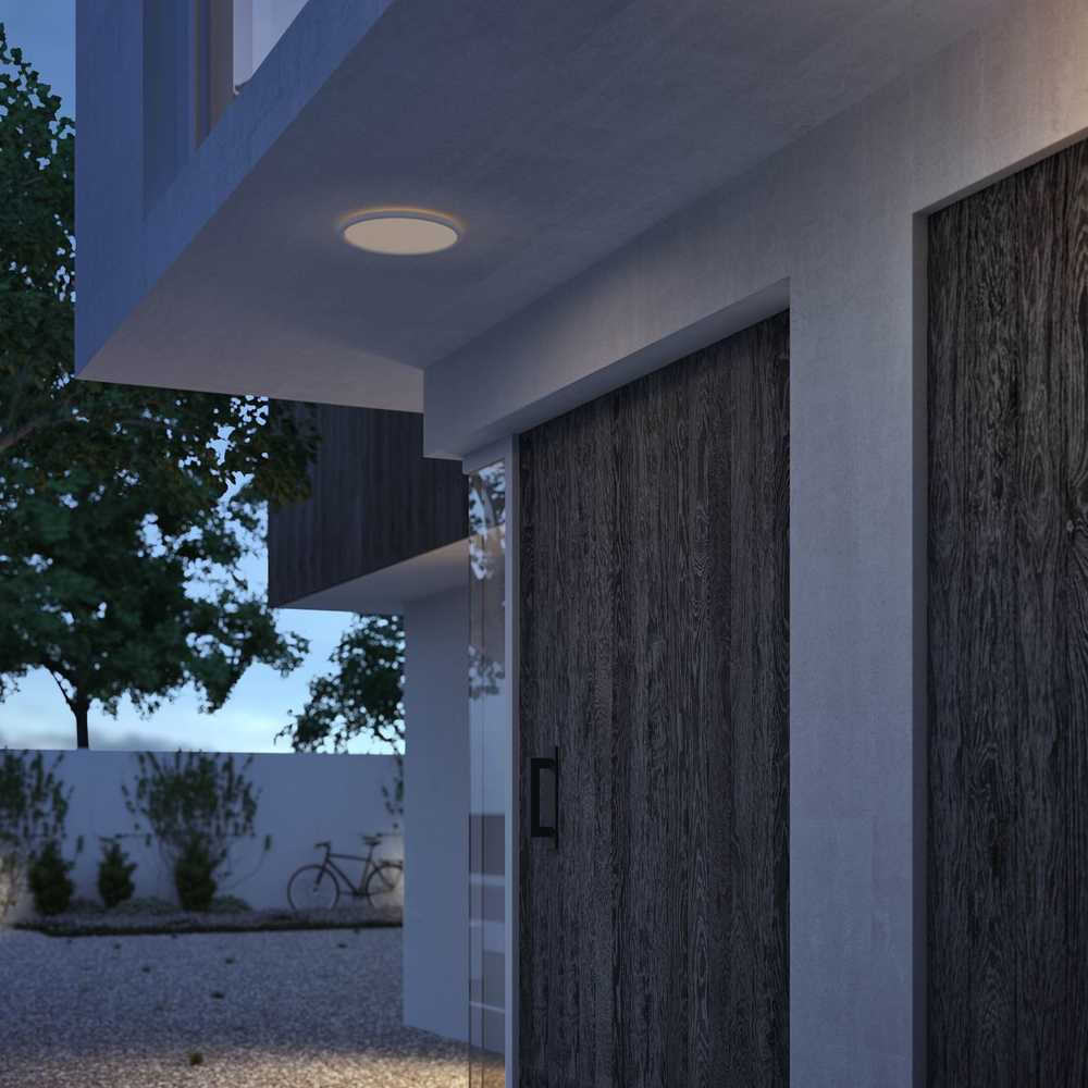 Plafoniera LED pentru exterior Philips SuperSlim, 15W, 1300 lm ,luminacalda (2700K), IP54, 25 cm, Alb