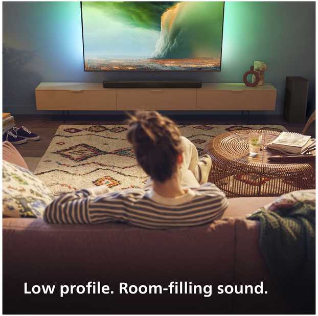 Namų kino sistema Philips 2.1 garso juosta su belaidžiu žemųjų dažnių garsiakalbiu tab6309/10