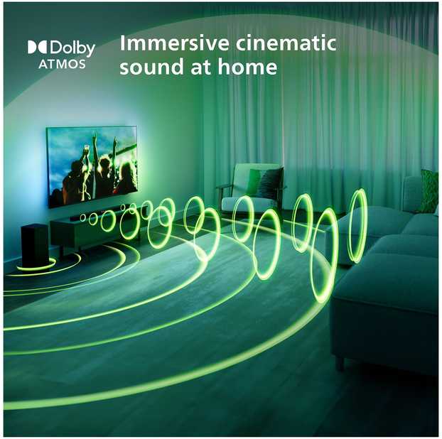 Namų kino sistema Philips 2.1 garso juosta su belaidžiu žemųjų dažnių garsiakalbiu tab6309/10