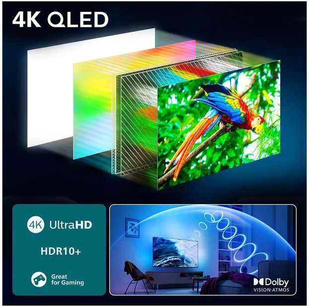 „Philips 65PUS9000/12“ televizorius, 164 cm (65 colių) įstrižainės, su „The One 4K Ambilight QLED“ technologija