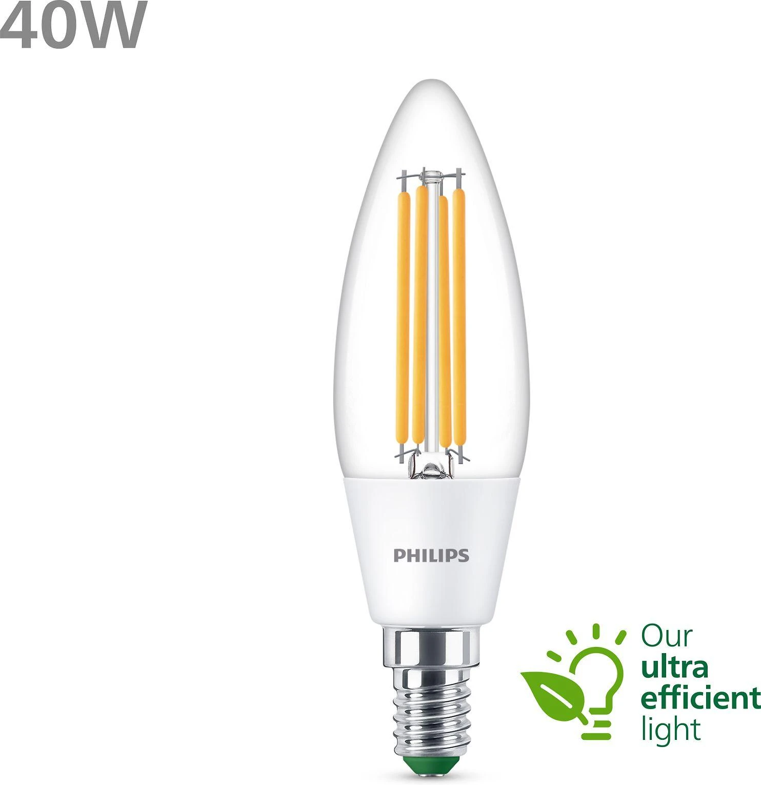 Philips LEMPUTĖ LED E14 B35 2.3W 3000K 485LM FIL