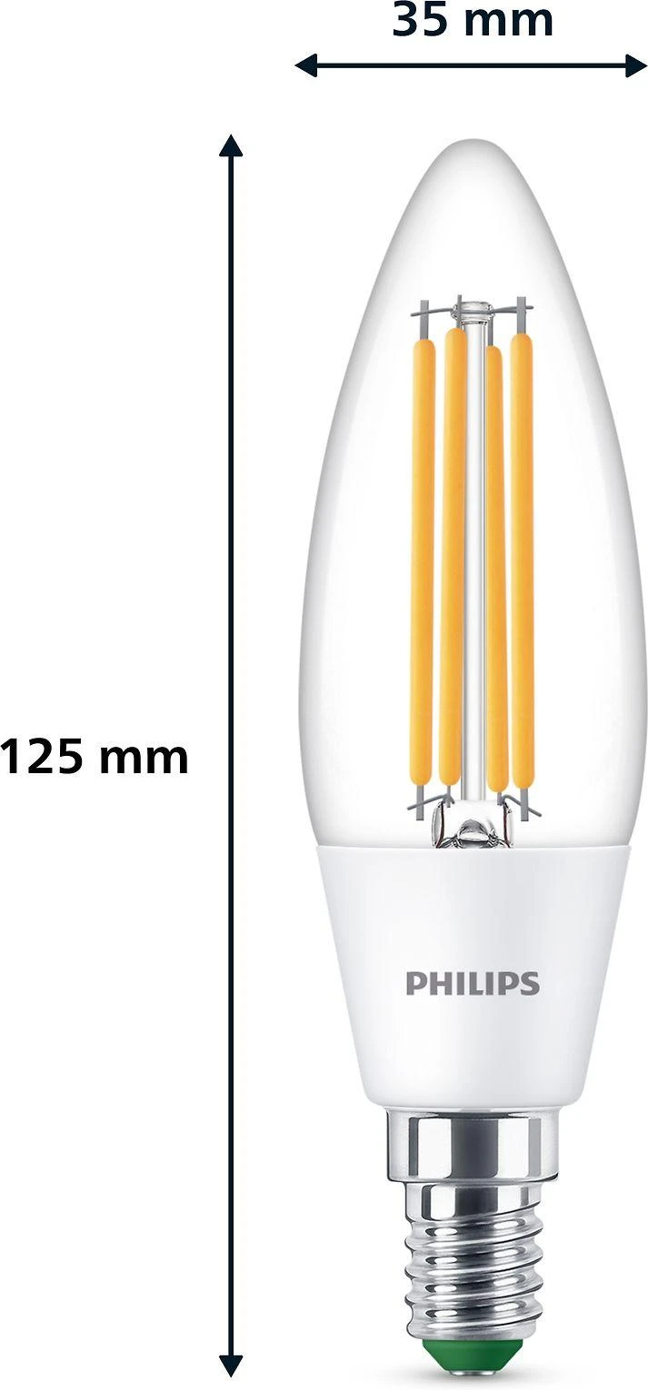 Philips LEMPUTĖ LED E14 B35 2.3W 3000K 485LM FIL