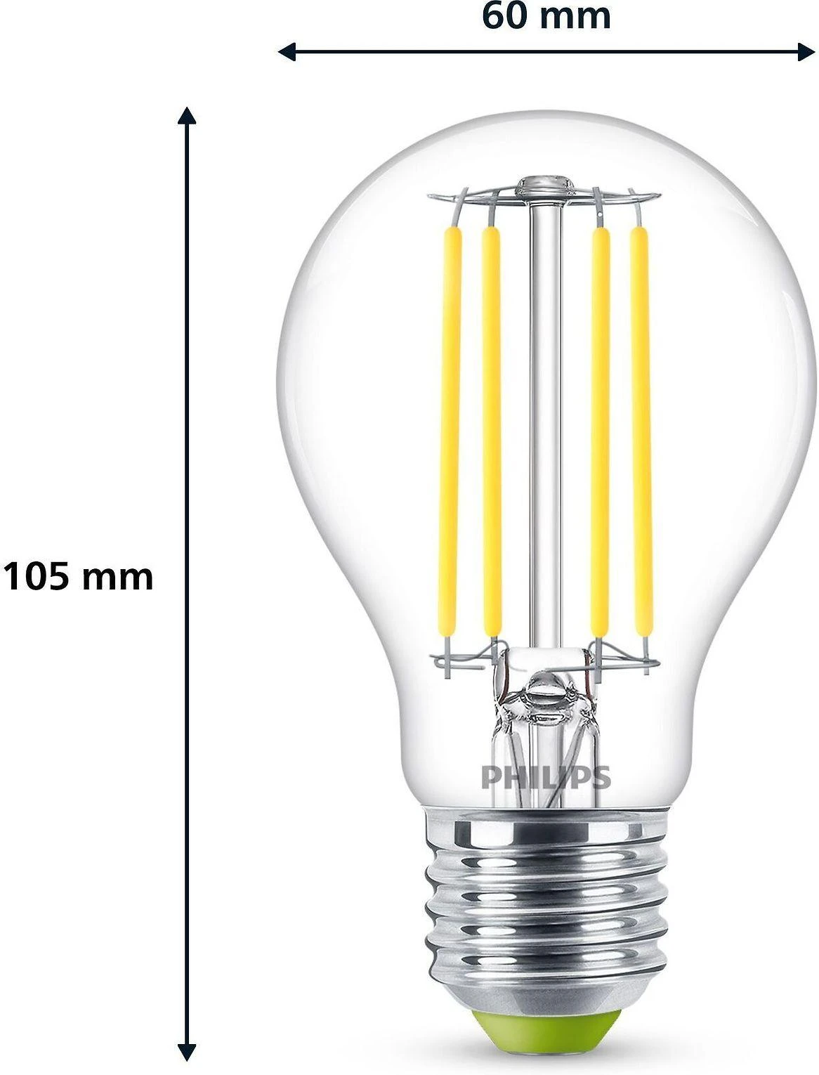„Philips“ klasikinė LED lempa su 40 W, E27 pagrindu, skaidri, šaltai balta (4000 K)