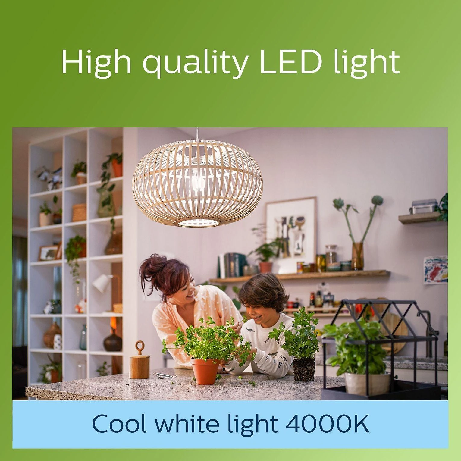 „Philips“ klasikinė LED lempa su 40 W, E27 pagrindu, skaidri, šaltai balta (4000 K)