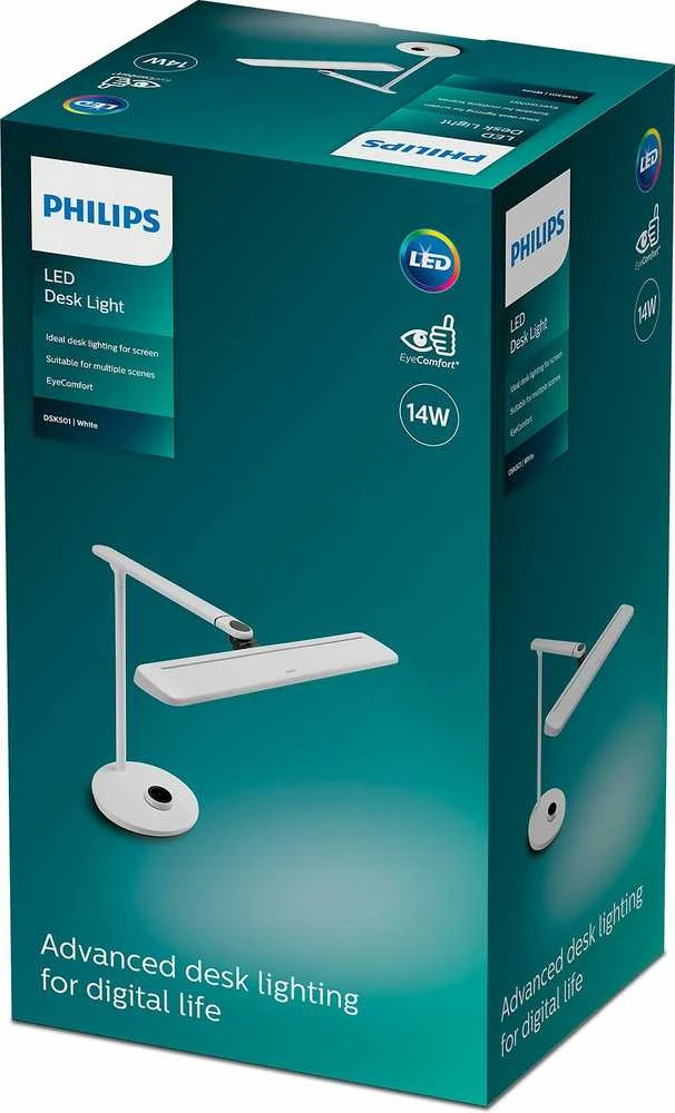 Philips LED Schreibtischleuchte VDTMate 13.7W, 27000K-6500K, baltas