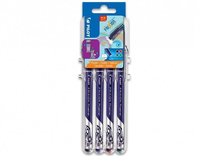 Pilot Pen Rašiklių rinkinys Pultas FriXion Fineliner, ištrinami, 4 vnt., ryškių spalvų