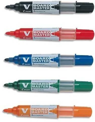 Pilot Pen Žymeklių baltai lentai rinkinys Pilot V Board Master, apvaliu galiuku, 5 spalvos