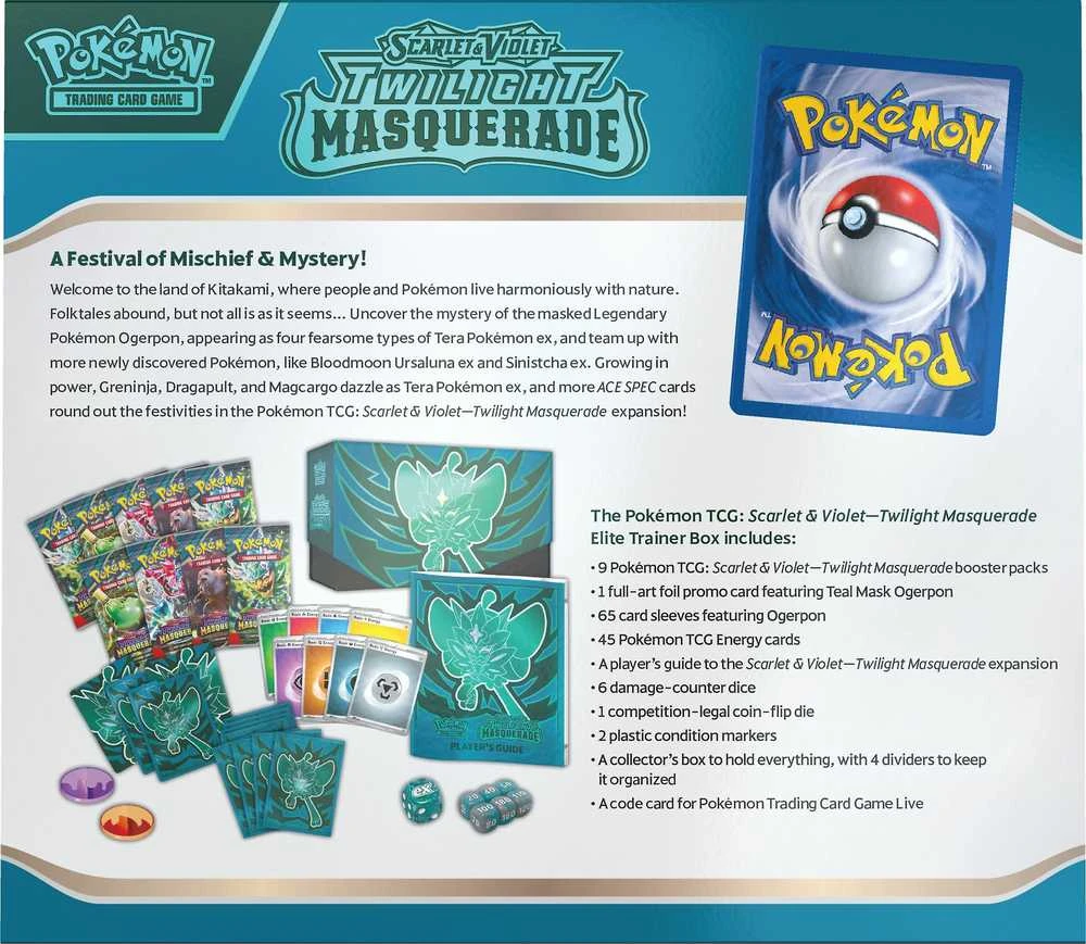 „The Pokemon Pokemon TCG“ – „Scarlet & Violet 6 Twilight Masquerade Elite Trainer Box“