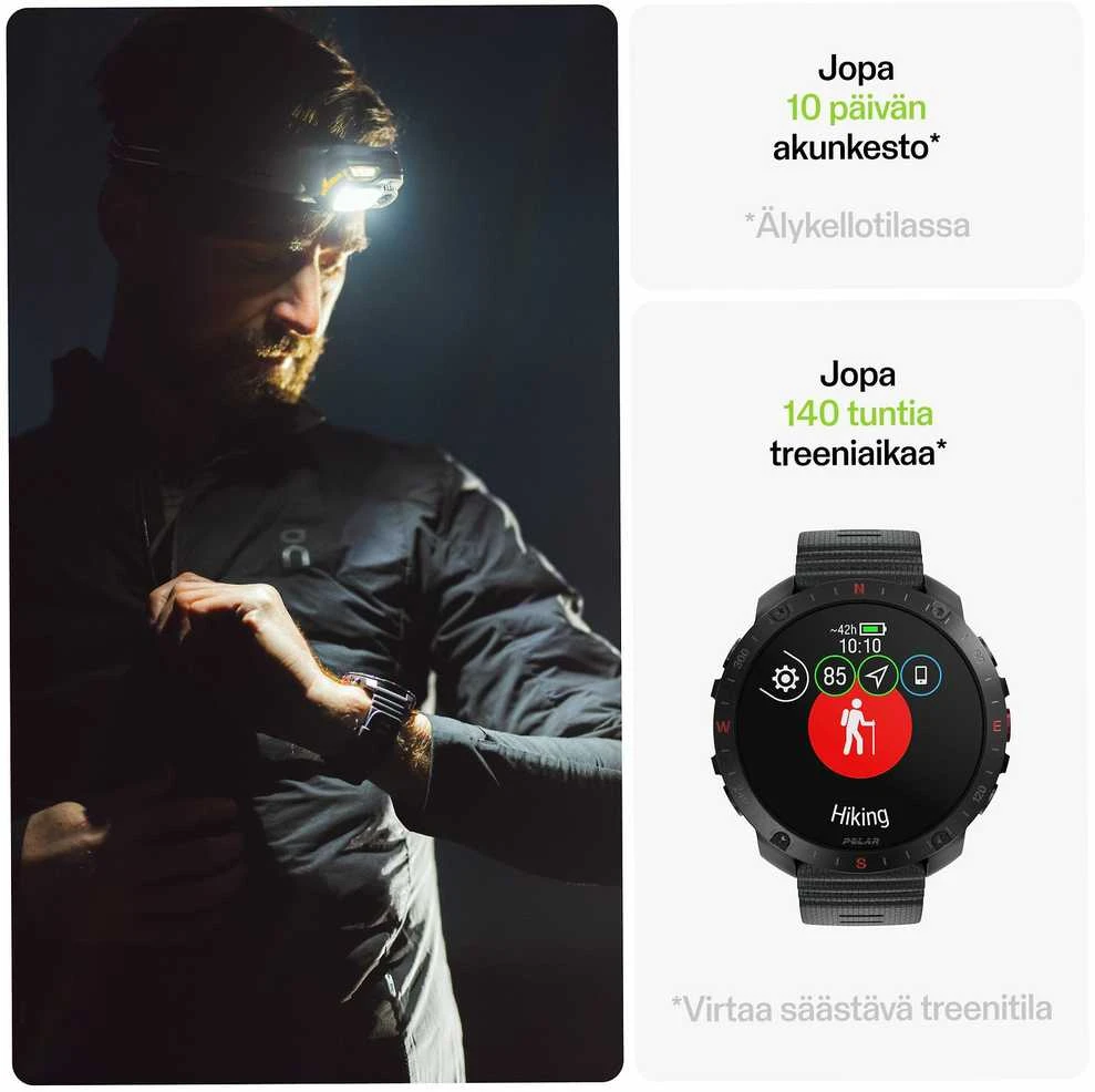 Išmanusis laikrodis Polar Grit X2 Pro su širdies ritmo matavimo diržu, Juodas