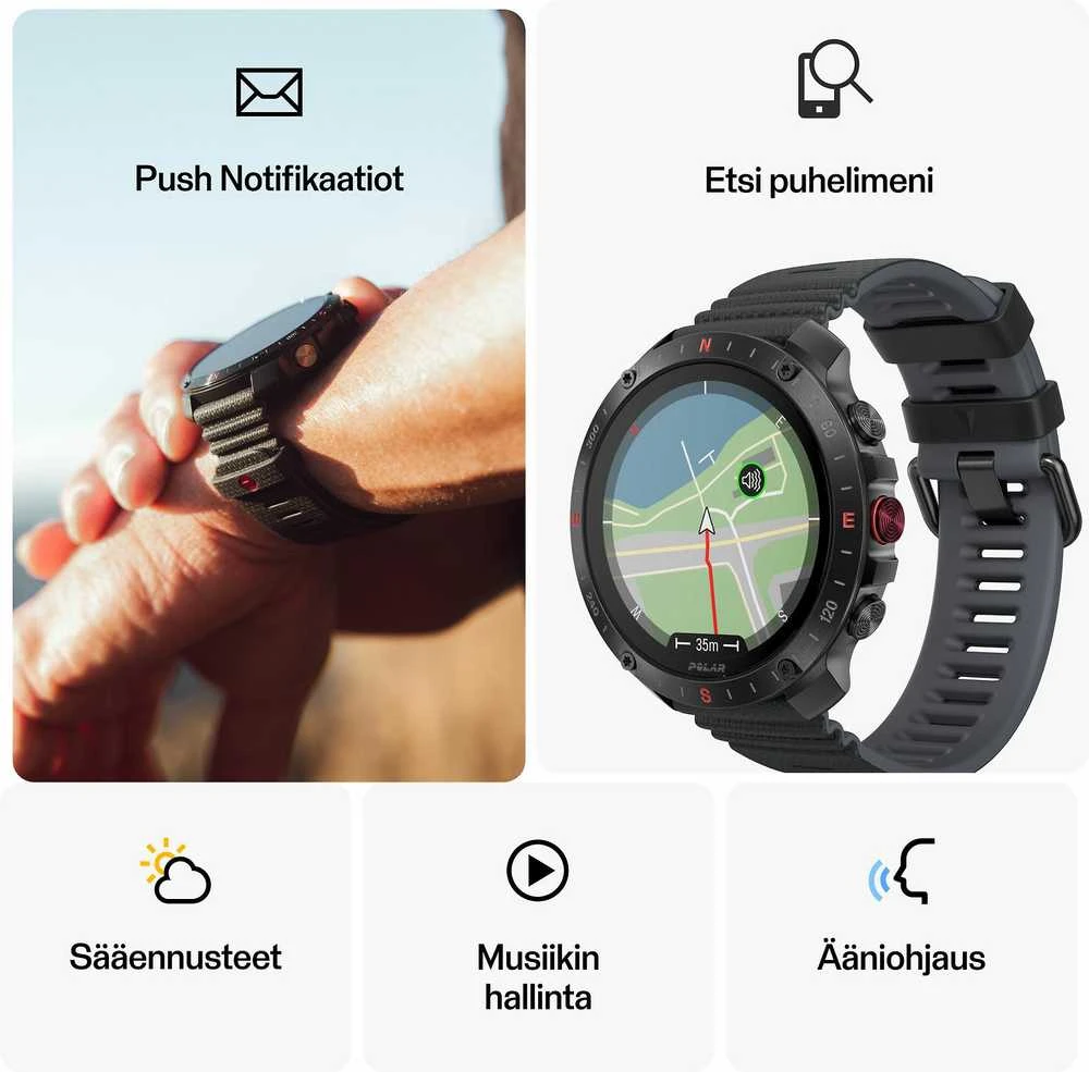 Išmanusis laikrodis Polar Grit X2 Pro su širdies ritmo matavimo diržu, Juodas
