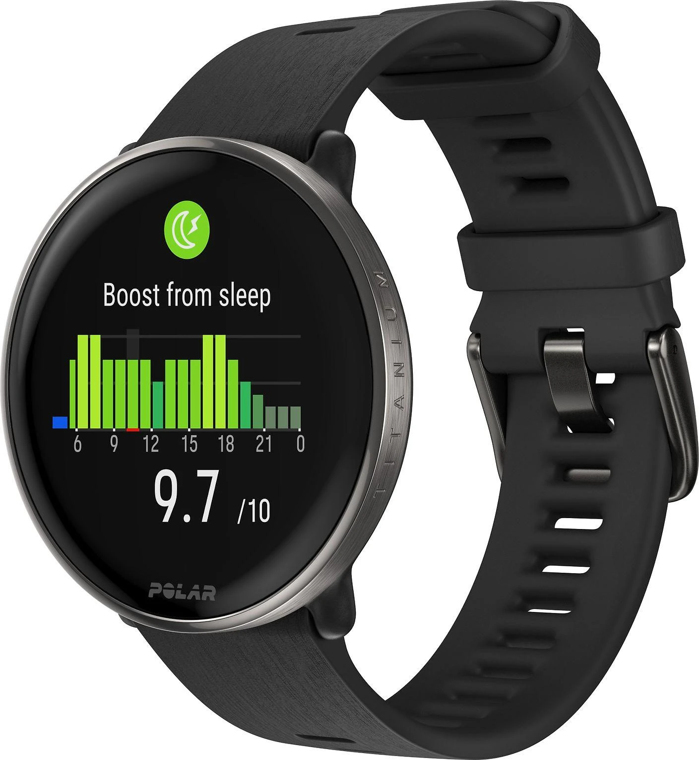 Išmanusis laikrodis Polar Ignite 3 Titanium, S-L dydžio, Juodos spalvos