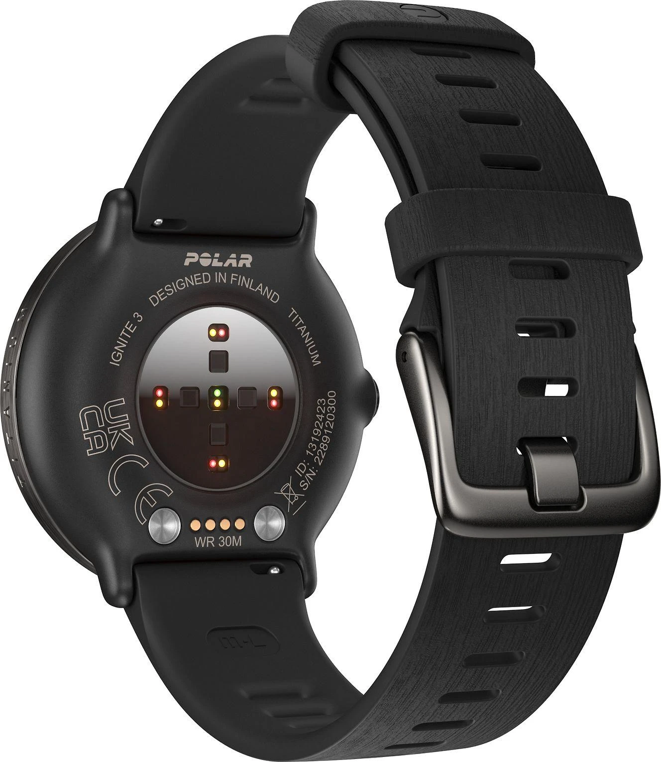 Išmanusis laikrodis Polar Ignite 3 Titanium, S-L dydžio, Juodos spalvos