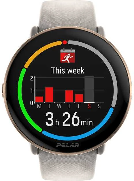 Išmanusis laikrodis Polar Ignite 3,  S-L dydžio, Aukso spalvos korpusas su pilkos spalvos silikoniniu dirželiu