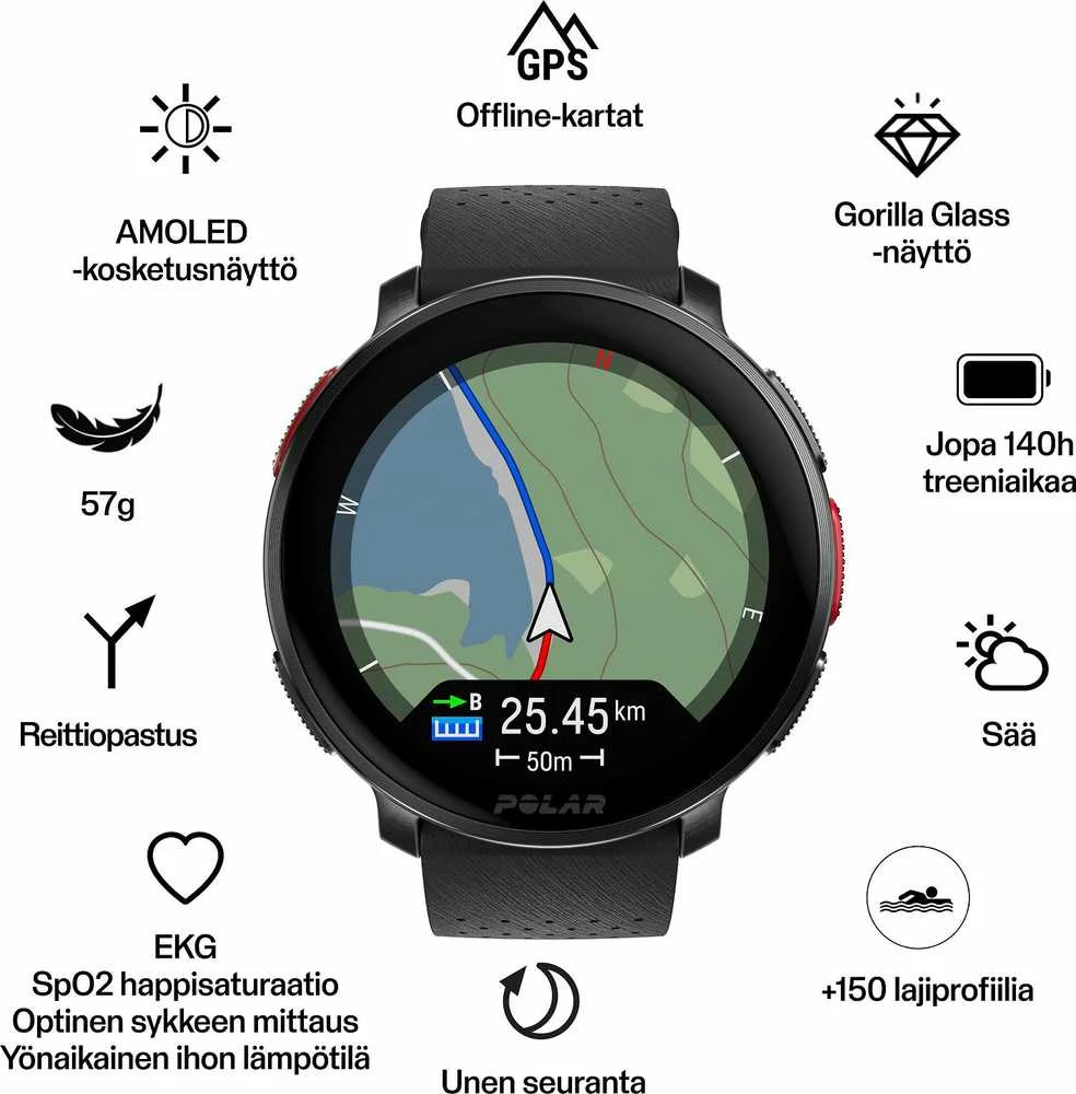 Išmanusis laikrodis Polar Vantage V3 S/L, Juodas