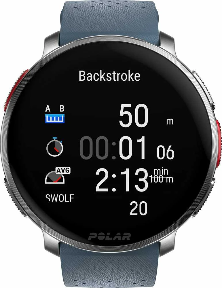 Išmanusis laikrodis Polar Vantage V3 S/L. Sidabrinės spalvos korpusas su melsvos spalvos dirželiu