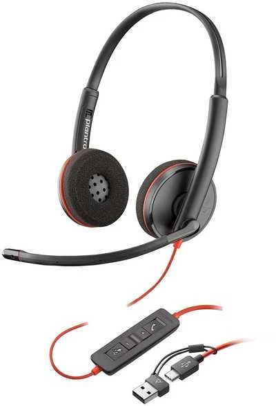 Hewlett Packard (HP) HP Poly Blackwire 3320 stereofoninis Microsoft Teams sertifikuotas USB-C Ausinės +USB-C/A adapteris