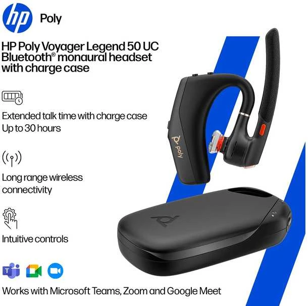 Ausinės - HP Poly Voyager Legend 50-M Triukšmo slopinimo belaidės juodos
