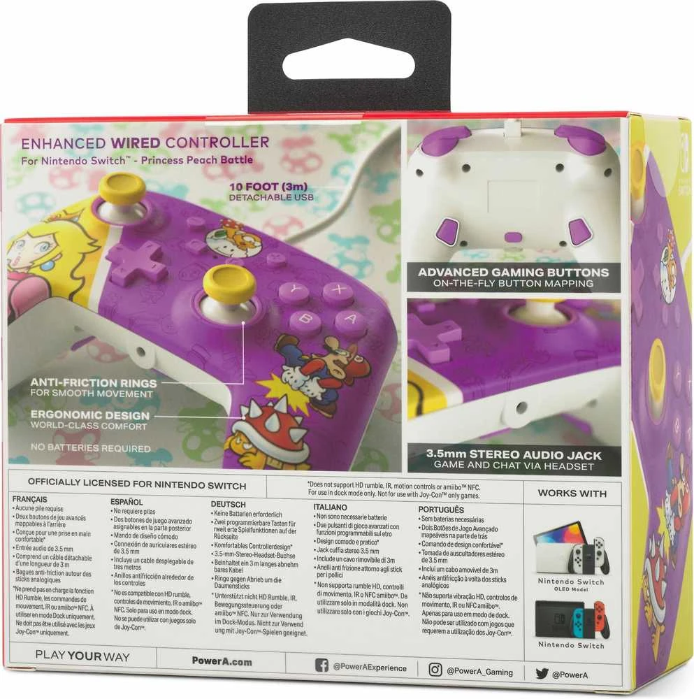 Power A PowerA Enhanced (Princess Peach Battle) laidinis valdiklis skirtas Nintendo Switch