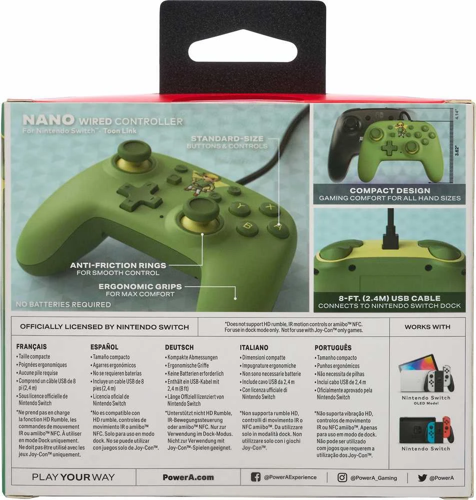 Power A Maitinimas A PowerA Nano laidinis valdiklis -peliohjain, Toon Link, Switch