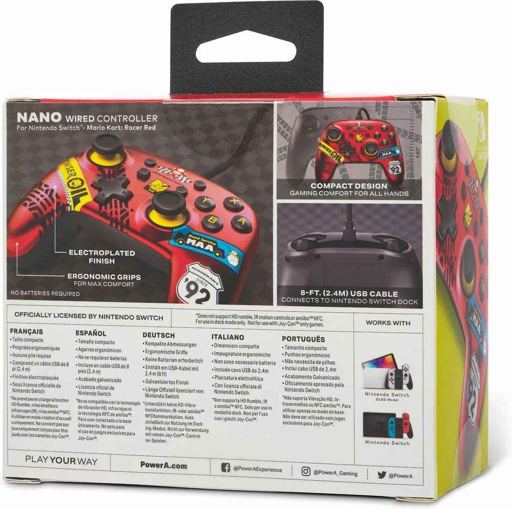 Power A PowerA Mario Kart: Racer Raudona laidinis valdiklis skirtas Nintendo Switch