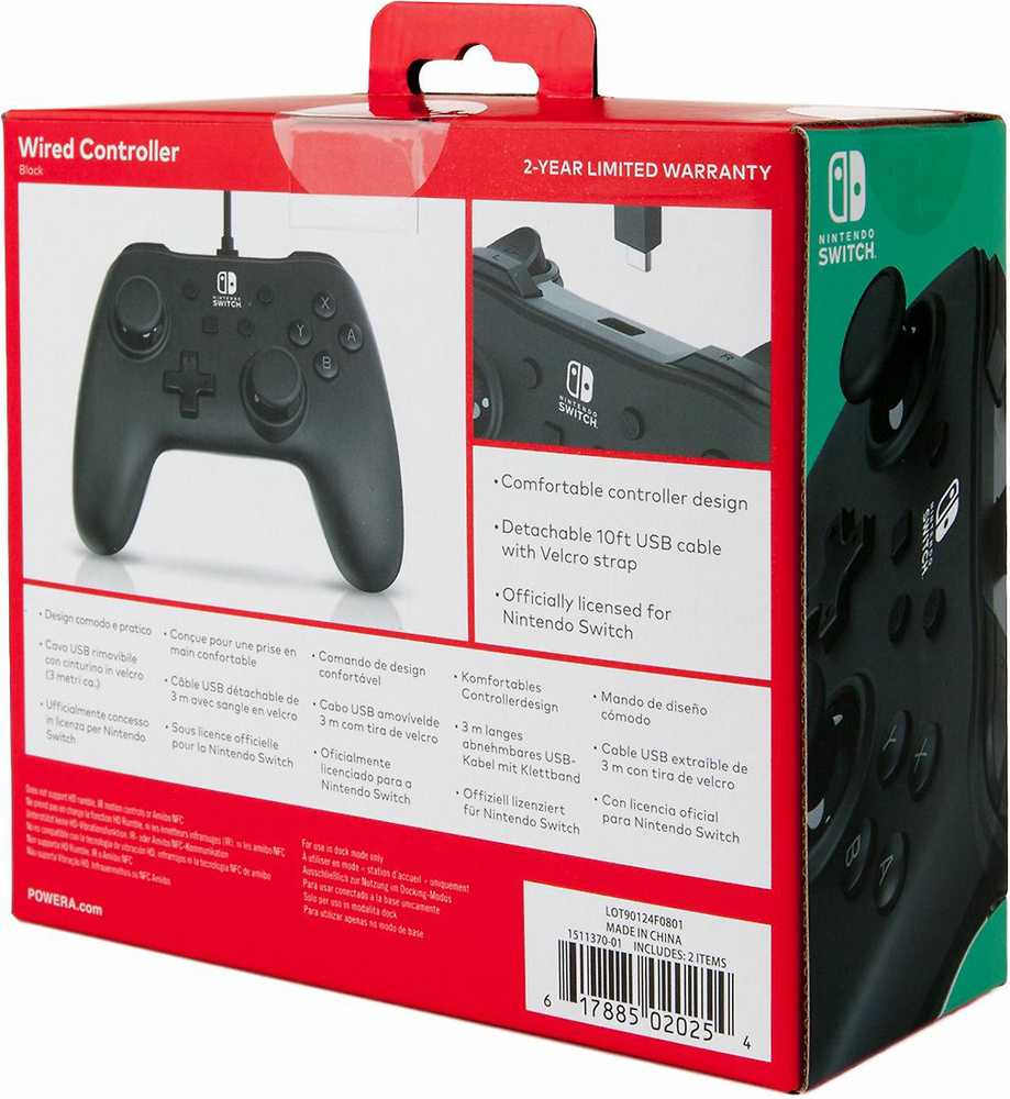 Power A PowerA juodas laidinis valdiklis skirtas Nintendo Switch
