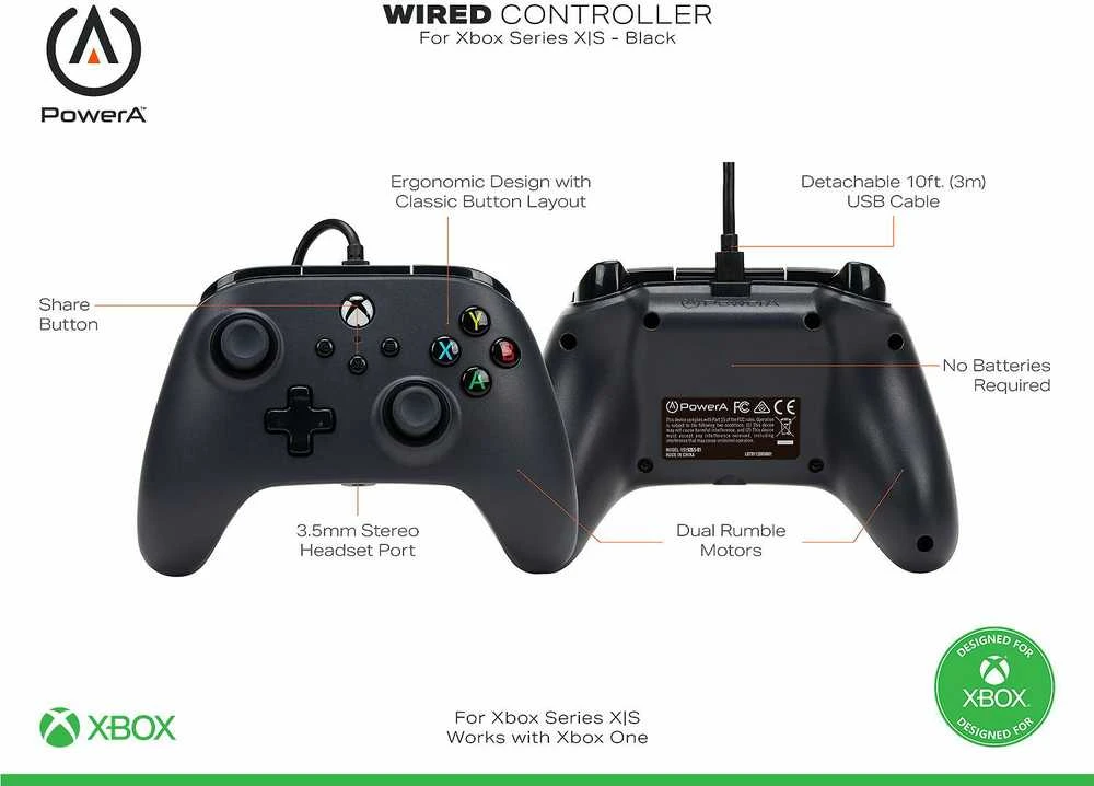 Power A PowerA Enhanced laidinis valdiklis skirtas XBOX One (Juodas)