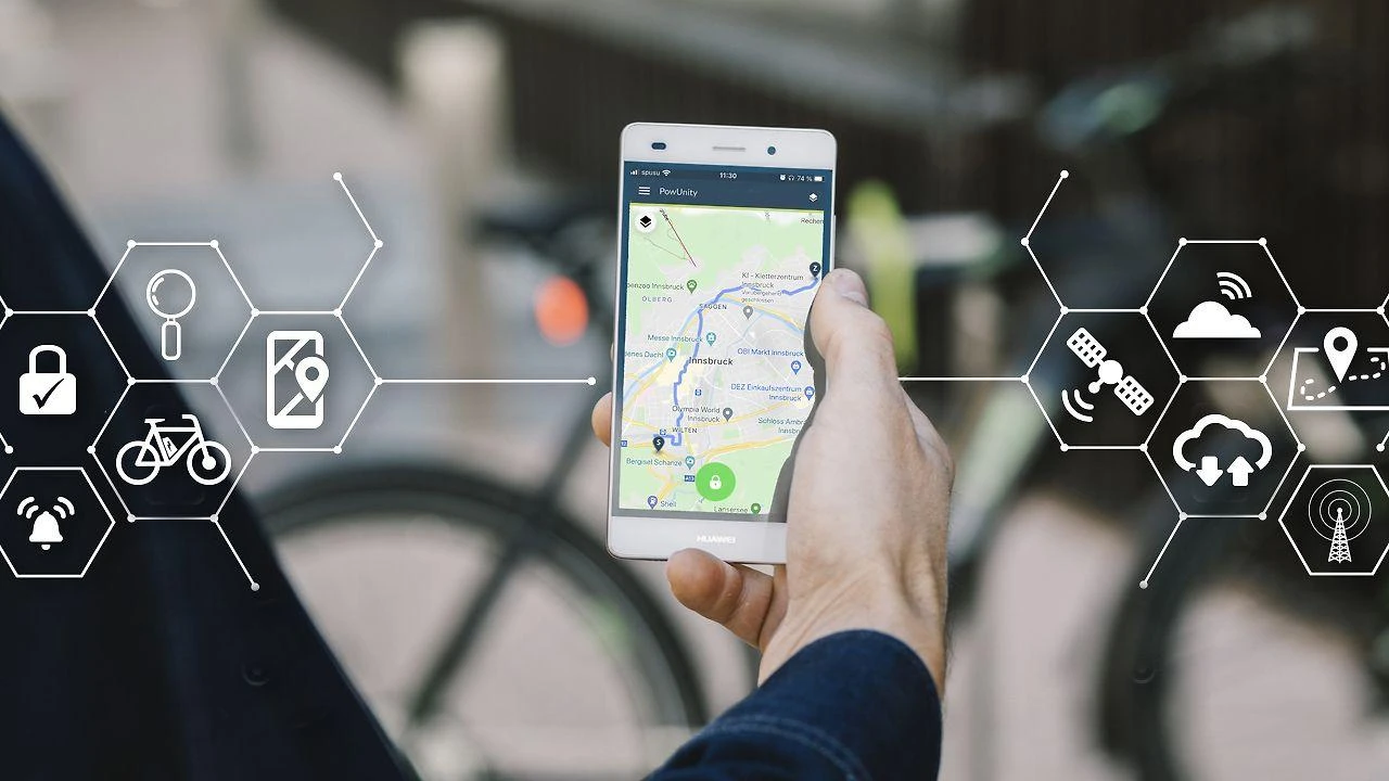 PowUnity BikeTrax programėlė su žemėlapiu
