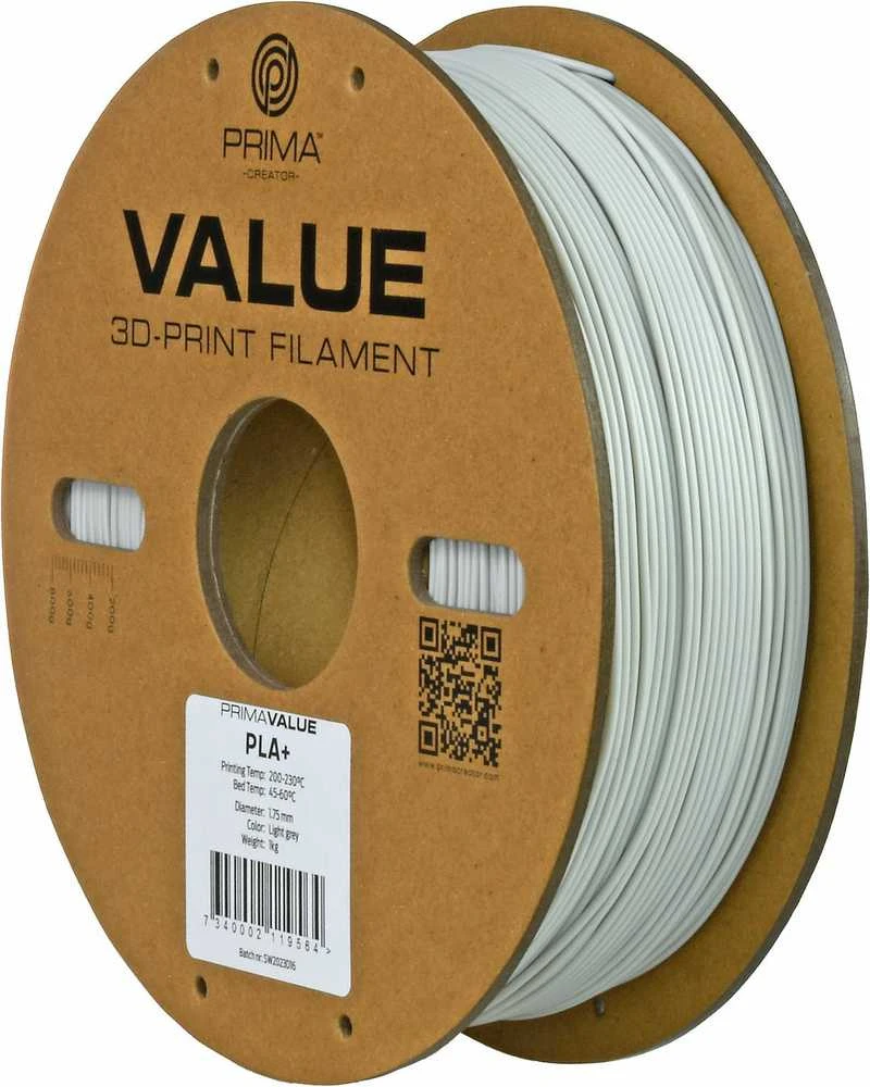 PLA+ 3D spausdinimo siūlas, 1.75 mm šviesiai pilkas