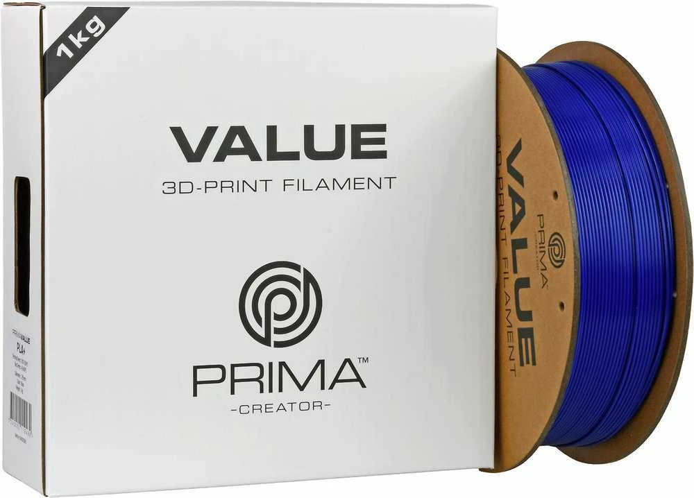Mėlynas PLA+ 3D gijos 1 kg ritinys pakuotėje