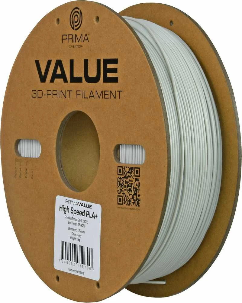 PrimaValue PLA+ pilkas 1kg siūlas 3D spausdintuvui