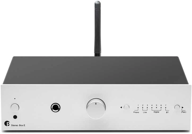 „Pro-Ject STEREO BOX E“ – minimalistinis integruotas stiprintuvas – „Sidabrine“
