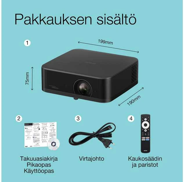 Projektorius Epson EF-62B | 700 ANSI lumens | Juodas