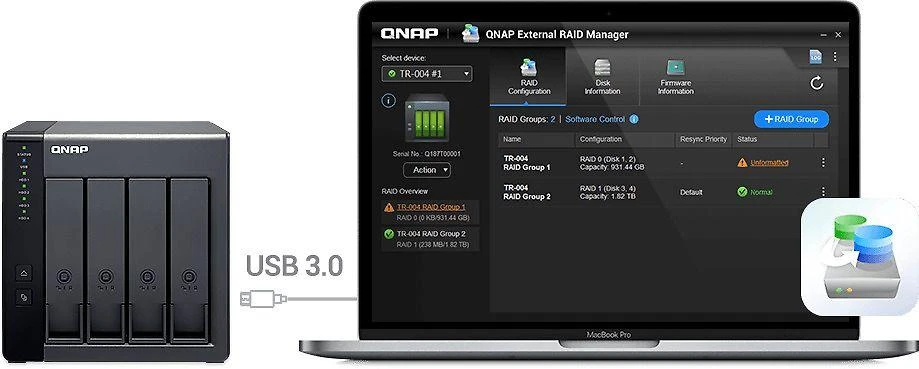 QNAP TR-004 diskų masyvas Juoda
