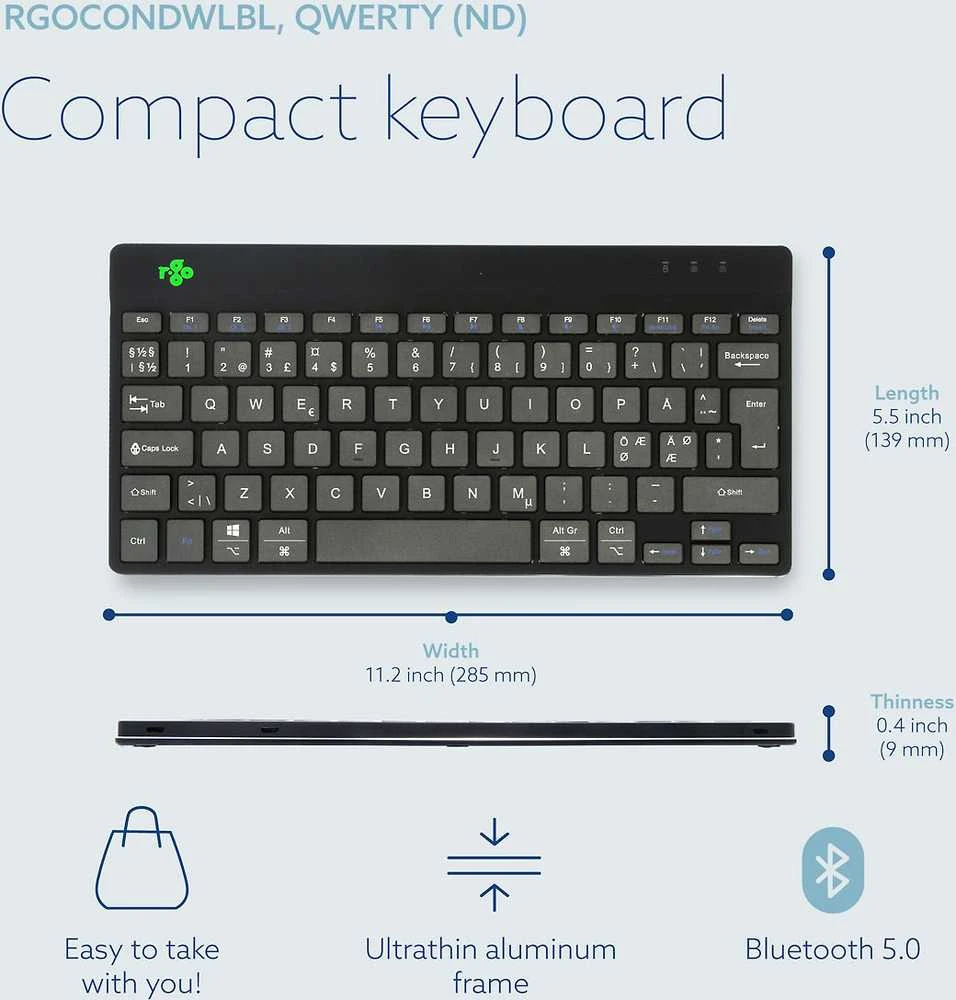 R Go Tools Compact Break ergonomiška klaviatūra, QWERTY (ND),