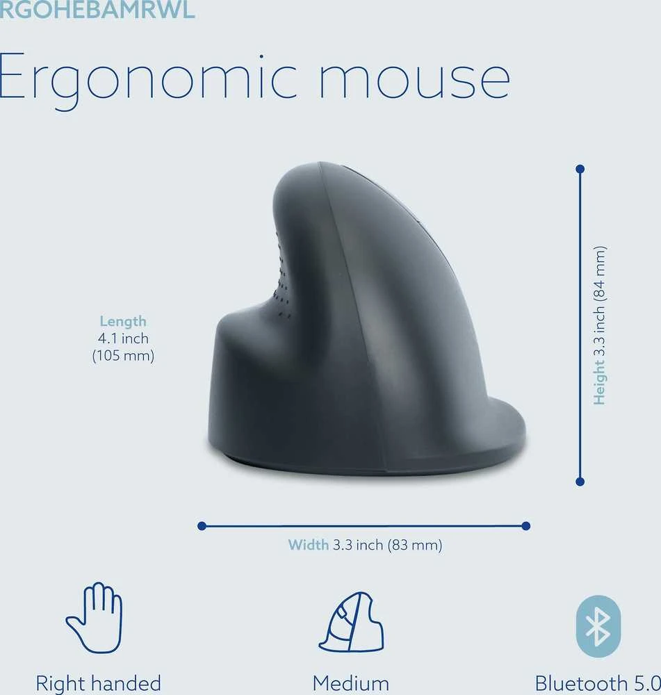 R-GO HE BASIC MEDIUM ERGONOMIŠKAS - Pelė DEŠINIARANKIAI BLUETOOTH