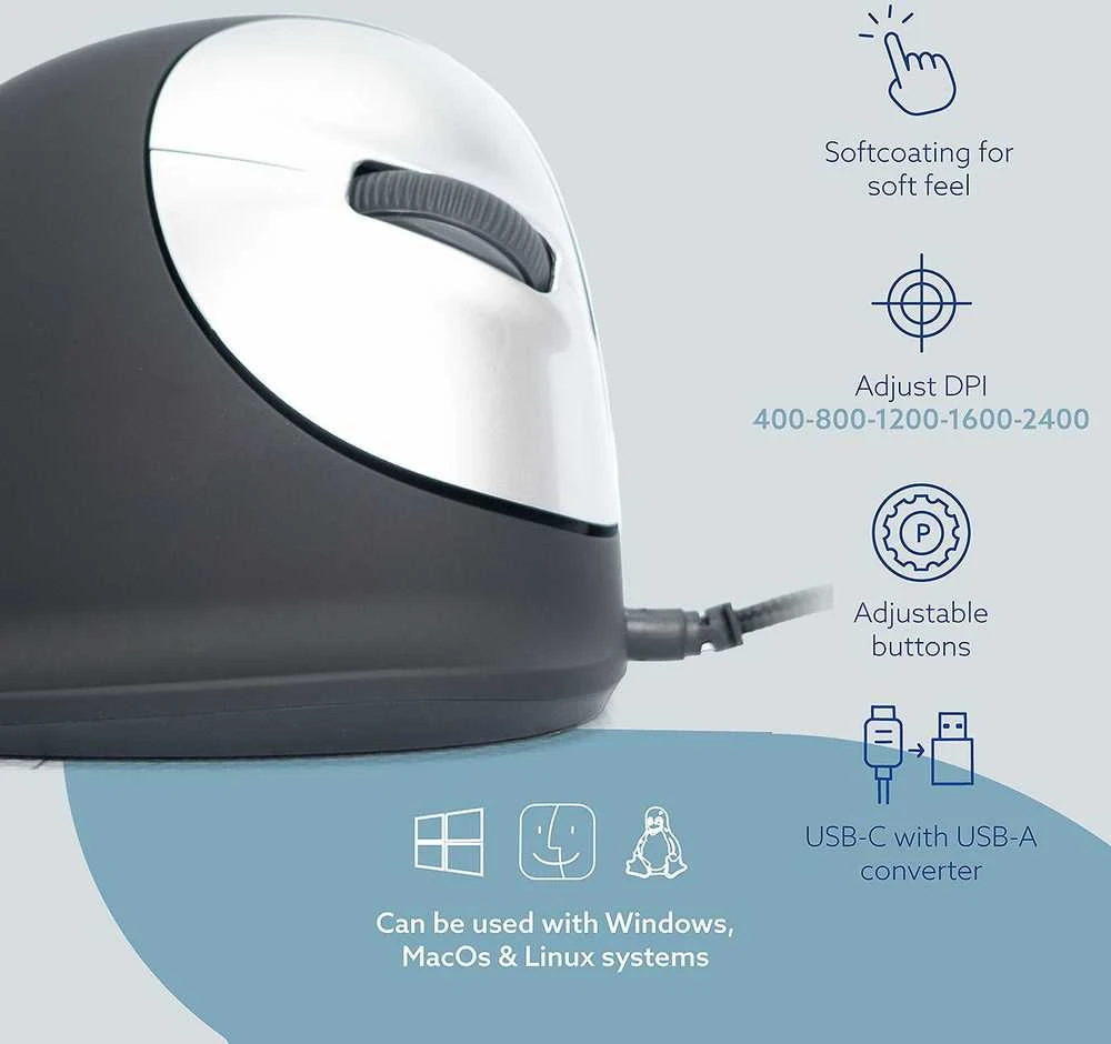 R Go Tools ERGONOMIC Pelė LARGE - HAND OVER185MM RIGHTHANDED su laidu
