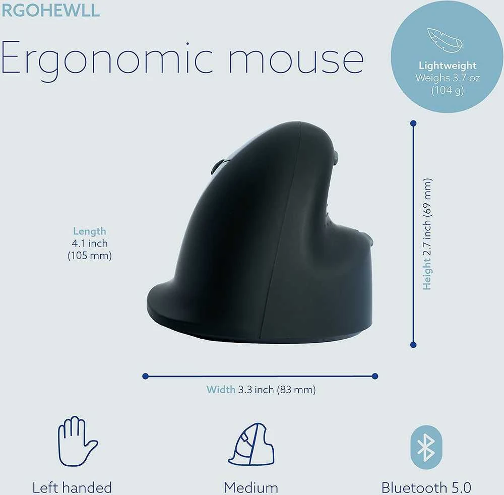 R Go Tools ERGONOMIC Pelė MEDIUM - HAND165-185MM LEFT-HANDED belaidė