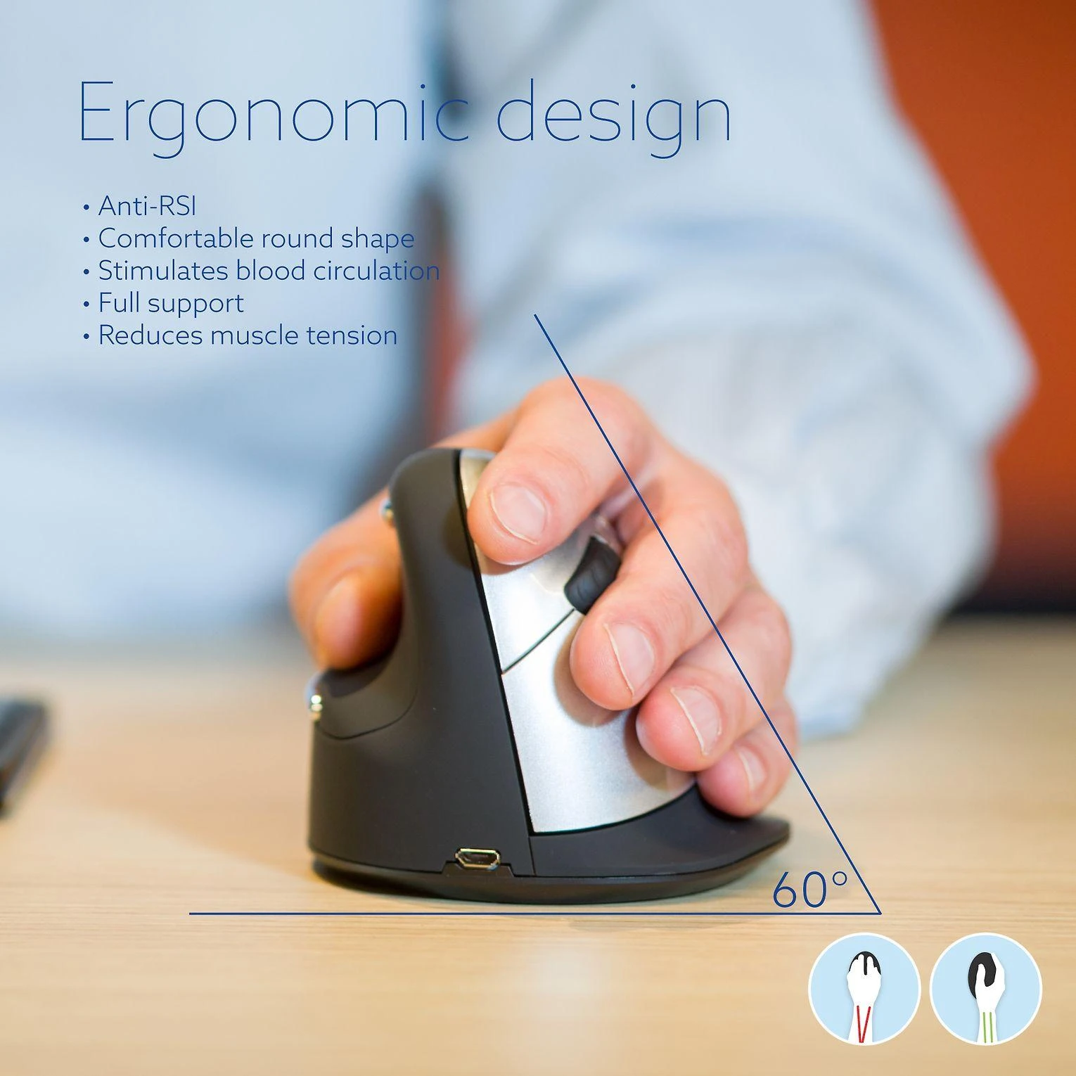 R Go Tools ERGONOMIC Pelė LARGE - HAND OVER185MM LEFT-HANDED belaidė