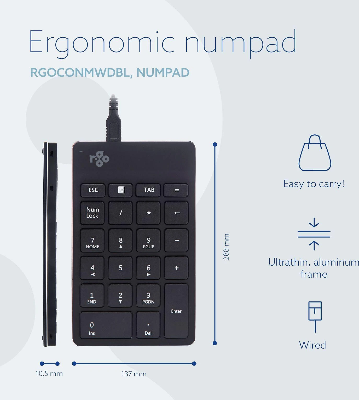 Klaviatūra R Go Tools NUMPAD BREAK su laidu Juodas -