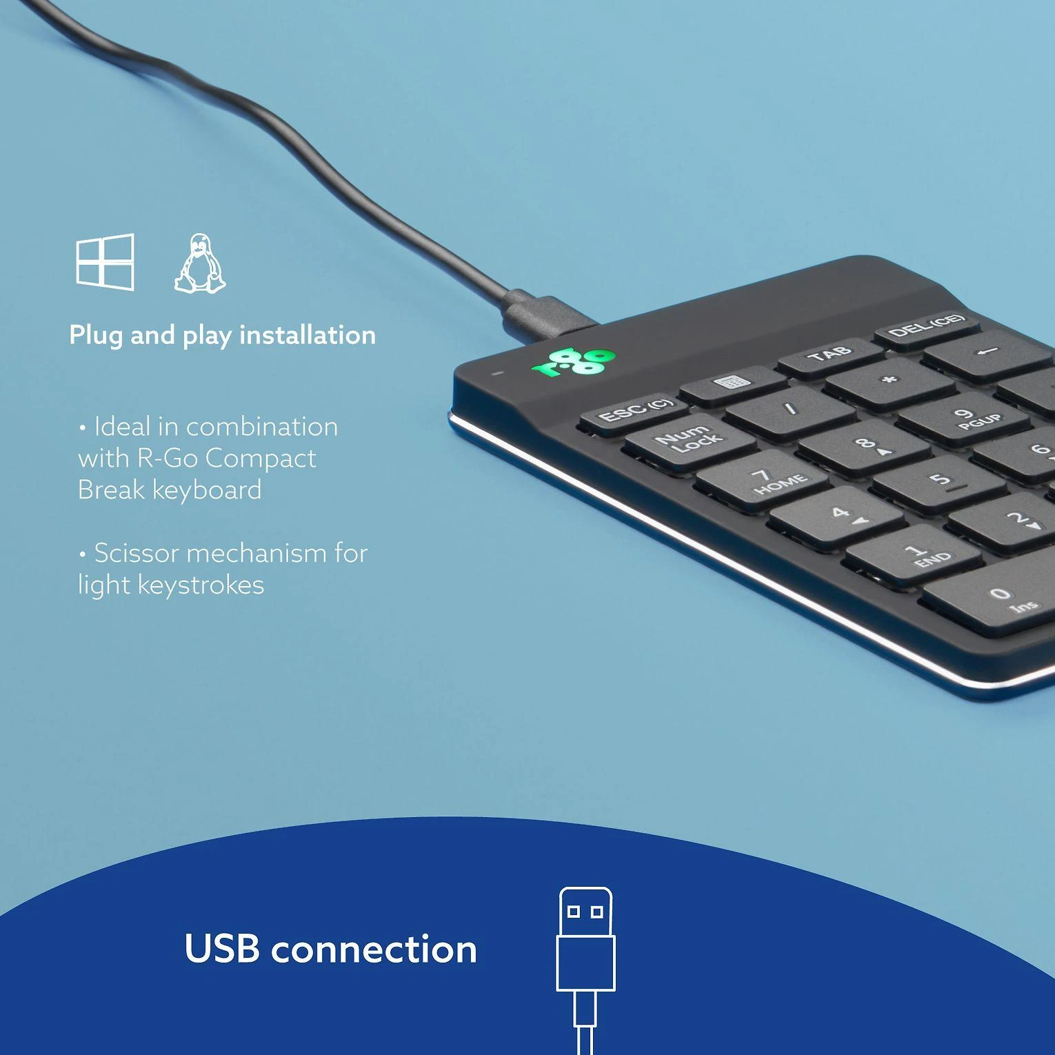 Klaviatūra R Go Tools NUMPAD BREAK su laidu Juodas -