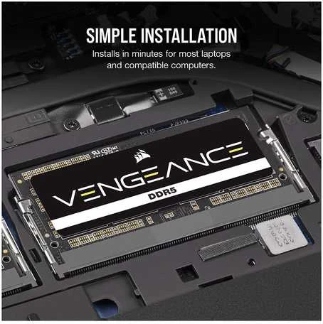 RAM Modulis - Corsair Vengeance DDR5 32GB 5600MHz SO-DIMM ECC Atmintis Juoda