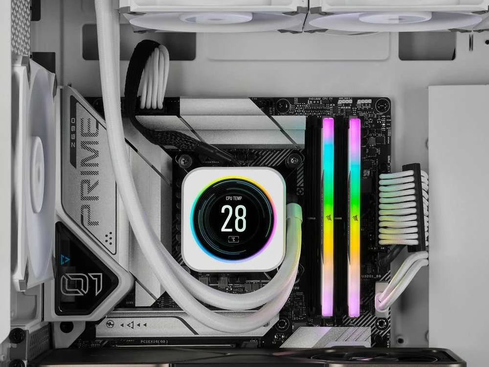 RAM CORSAIR DDR5 6000MT/s 32GB 2x16GB DIMM Unbuffered 36-44-44-96 Std PMIC XMP 3.0 VENGEANCE RGB DDR5 Baltas Heatspreader Juodas PCB 1.4V