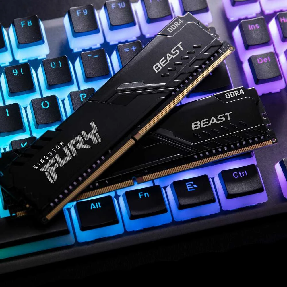KINGSTON 32GB 3200MHz DDR4 CL16 DIMM rinkinys iš 2 1Gx8 FURY Beast Juodas