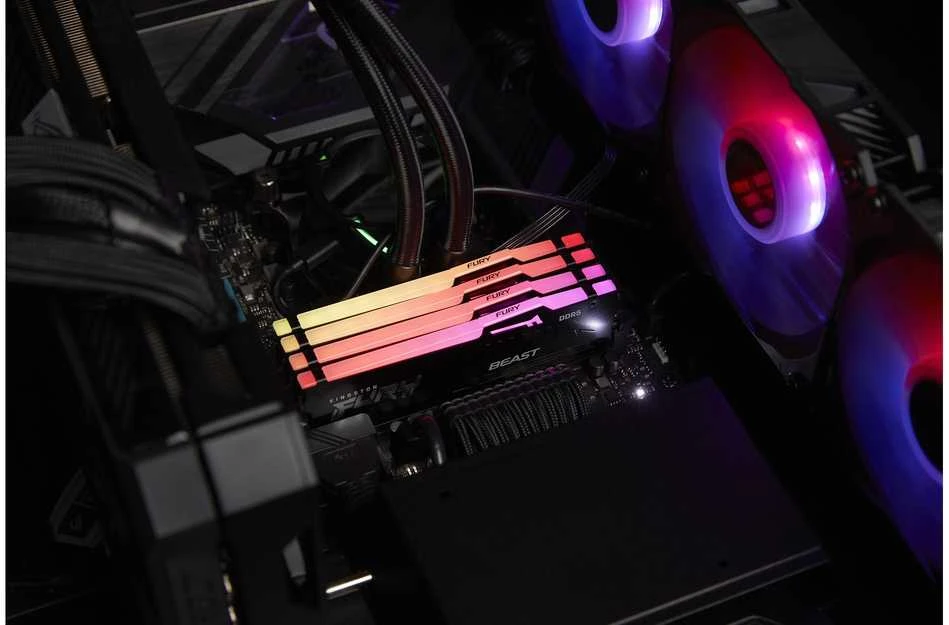 RAM Kingston KF564C32BBEAK2-64 64GB 6400MT/s DDR5 CL32 DIMM (Kit of 2) FURY Beast Juodas RGB EXPO | Kingstonas
