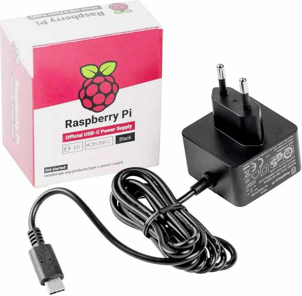 Raspberry Pi 27W USB-C maitinimo šaltinis – oficialus USB C maitinimo šaltinis 5.1V / 5A, skirtas Raspberry Pi 5 – juodas
