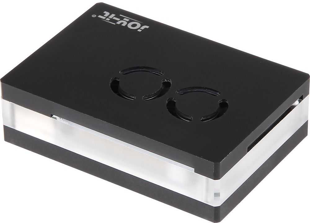 Raspberry dėklas Acryl Fan juodas (Joy-it), skirtas Raspberry Pi 4 B